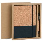 Блокнот в наборе с ручкой А5, 145х213 мм, BRAUBERG "Cork", под кожу, ЭКО обложка, 80 листов, черный, 116865