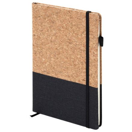 Блокнот в наборе с ручкой А5, 145х213 мм, BRAUBERG "Cork", под кожу, ЭКО обложка, 80 листов, черный, 116865
