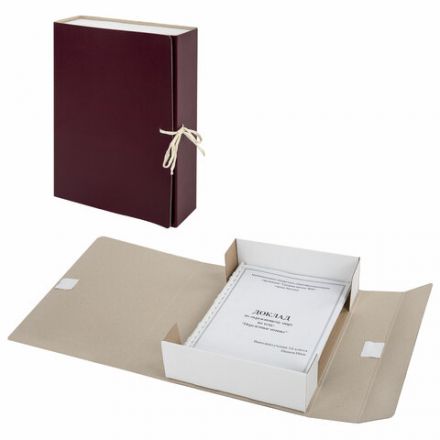 Короб архивный (240х330 мм), 80 мм, 2 завязки, бумвинил, до 700 листов, бордовый, STAFF, 126900 Короб архивный (240х330 мм), 80 мм, 2 завязки, бумвинил, до 700 листов, бордовый, STAFF, 126900