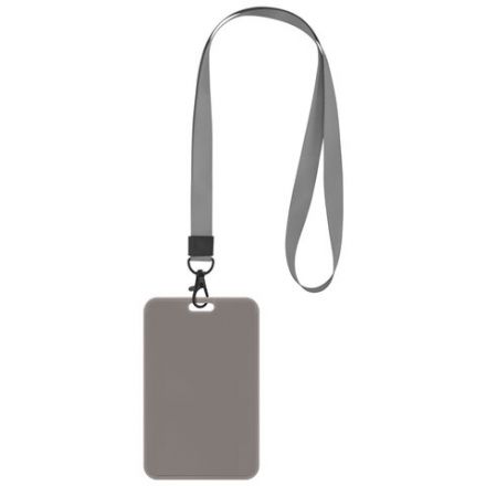 Бейдж вертикальный (85х54 мм), лента 45 см с карабином, СЛАЙДЕР, серый, BRAUBERG EXTRA, 238832