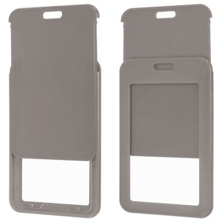 Бейдж вертикальный (85х54 мм), лента 45 см с карабином, СЛАЙДЕР, серый, BRAUBERG EXTRA, 238832