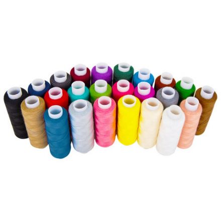 Нитки швейные 40/2, 200 м, полиэстер, НАБОР 24 цвета, в ПОДАРОК набор игл, DEVELIA (Девелиа), 609624