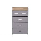 Комод Leset Ноа 5 ящ., Каркас Белый, Светло-серый, Белый, Светло-серый, Лён искусственный