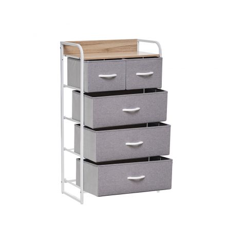Комод Leset Ноа 5 ящ., Каркас Белый, Светло-серый, Белый, Светло-серый, Лён искусственный
