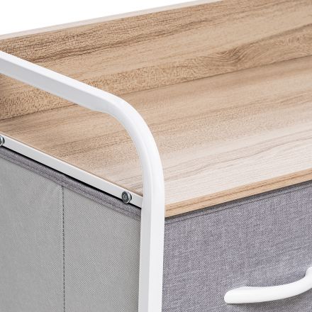 Комод Leset Ноа 5 ящ., Каркас Белый, Светло-серый, Белый, Светло-серый, Лён искусственный