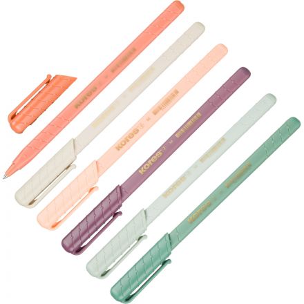 Набор шариковых ручек K0RM VintageStyle 3гран,корп.металлик,синие,6шт 37067