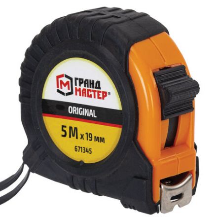 Рулетка измерительная 5 м х 19 мм, обрезиненный корпус, с фиксатором, ГРАНДМАСТЕР Original, 671345