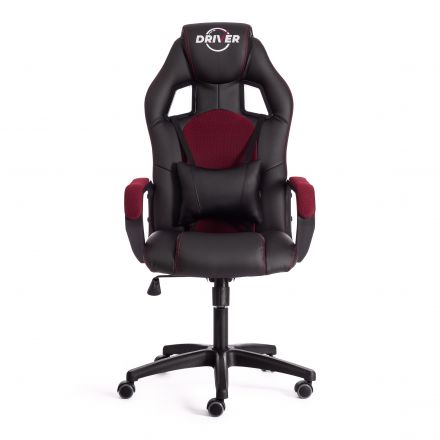 Кресло DRIVER (22) кож/зам/ткань, черный/бордо, 36-6/TW-13