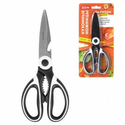 Ножницы кухонные DASWERK (ДАСВЕРК), 210 мм, с орехоколом, открывашкой, футляром для лезвий, 608904 Ножницы кухонные DASWERK (ДАСВЕРК), 210 мм, с орехоколом, открывашкой, футляром для лезвий, 608904