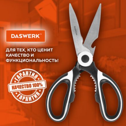 Ножницы кухонные DASWERK (ДАСВЕРК), 210 мм, с орехоколом, открывашкой, футляром для лезвий, 608904 Ножницы кухонные DASWERK (ДАСВЕРК), 210 мм, с орехоколом, открывашкой, футляром для лезвий, 608904