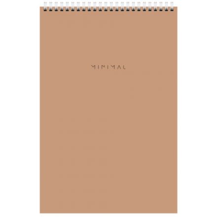 Блокнот БОЛЬШОЙ ФОРМАТ А4 198х297 мм, 80 л., гребень, подложка, клетка, BRAUBERG "Minimal Classic", 116424