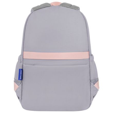 Рюкзак BRAUBERG PASTEL с термонашивками в комплекте, "Sweet paws", серый, 40х29х14 см, 272064