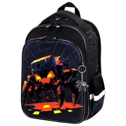 Ранец BRAUBERG QUADRO, 3 отделения, с брелком, Fire spider, 37х28х18 см, 273106