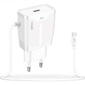 Зарядное устройство сетевое PERO TC04 1USB 2.1A + TYPE-C CABLE белый