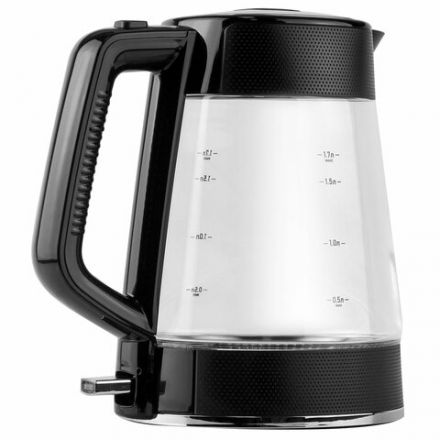 Чайник CENTEK CT-1014, 1,7 л, 2200 Вт, закрытый нагревательный элемент, стекло, черный, CT-1014 Black