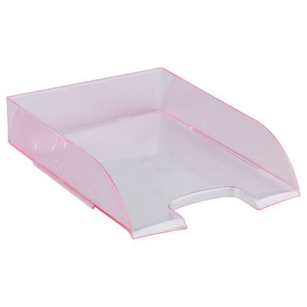 Лоток для бумаг горизонтальный СТАММ "Вега", тонированный неоновый розовый Лоток для бумаг горизонтальный СТАММ "Вега", тонированный неоновый розовый
