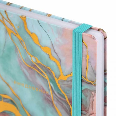 Ежедневник недатированный с резинкой А5 145х203 мм, BRAUBERG, твердый, фольга, 128 л., "Marble", 116292