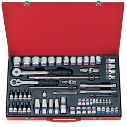 Набор  головок 1/4, 3/8, 1/2,шестигр.,4-32 мм,62предм.KING TONY