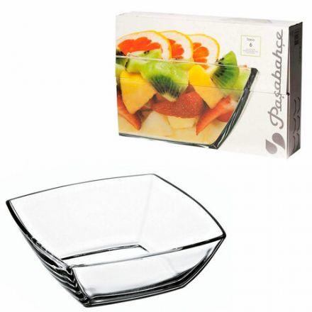 Салатник малый квадратный глубокий, 125 мм, КОМПЛЕКТ 6 штук, стекло, PASABAHCE "ТОКИО", фирменная подарочная упаковка, 53056