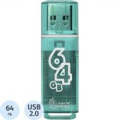 Флеш-память Smartbuy Glossy, 64Gb, USB 2.0, зел, SB64GBGS-G