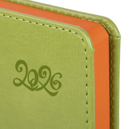 Ежедневник датированный 2026, А5, 138x213 мм, BRAUBERG "Rainbow", под кожу, зеленый, 117081