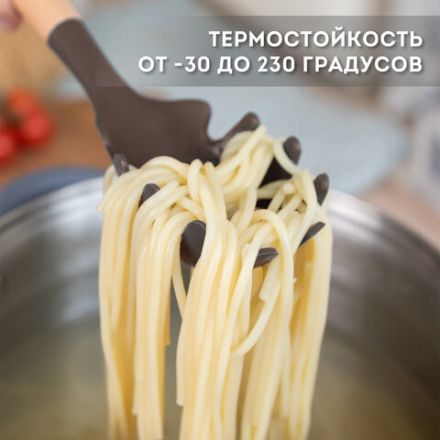 Набор силиконовых кухонных принадлежностей с деревянными ручками 12 в 1, серо-коричневый, DASWERK (ДАСВЕРК), 608195