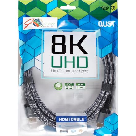 Кабель HDMI 19M/M,ver. 2.1 8KX60Hz (Econom) оплетка 3m iOpen <ACG859A-3.0