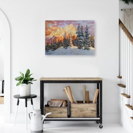 Картина стразами (алмазная мозаика) 40х50 см, ОСТРОВ СОКРОВИЩ "Закат в горах", без подрамника, 662580