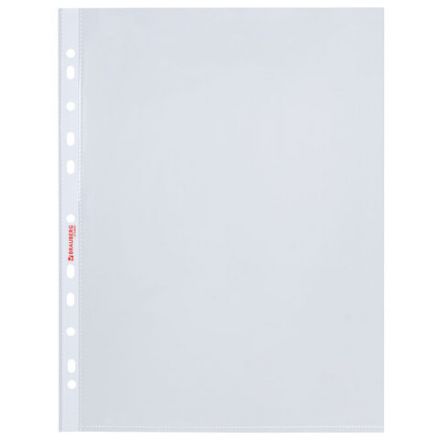 Папки-файлы перфорированные А4 BRAUBERG "PREMIUM", КОМПЛЕКТ 100 шт., гладкие, 35 мкм, 273003