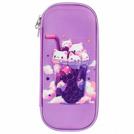 Пенал ЮНЛАНДИЯ, 1 отделение, карман, полиэстер/EVA, 22х10х5 см, "Bubble tea", 273190