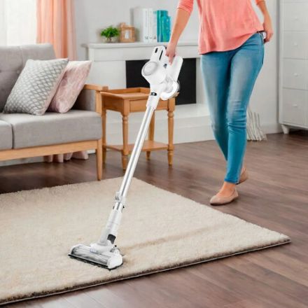 Пылесос вертикальный беспроводной KITFORT КТ-5117, потребляемая мощность 150 Вт, контейнер 0,5 л, белый