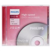 Диск DVD-R PHILIPS, 4,7 Гб, 16x, Slim Case (1 штука), DM4S6S01F/97