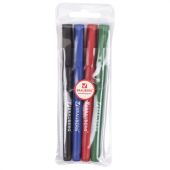 Маркеры перманентные BRAUBERG "CLASSICLine", НАБОР 4 ЦВЕТА, тонкий наконечник 1 мм, 150295