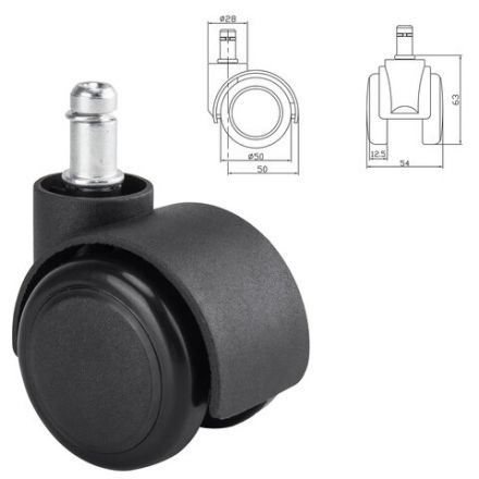 Колеса (ролики) BRABIX для кресла, прорезиненные, SLIM, КОМПЛЕКТ 5 шт., шток d 11 мм, черные, 533084