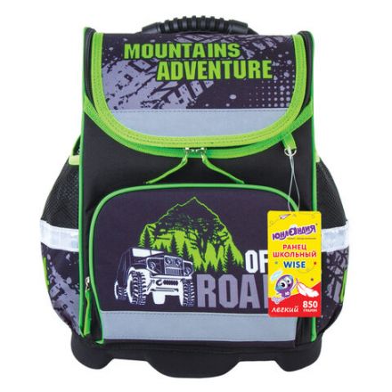 Ранец ЮНЛАНДИЯ WISE, 1 отделение, 3 кармана, устойчивое дно, "Offroad", 37х29х15 см, 228814