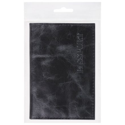 Обложка для паспорта натуральная кожа пулап, "Passport", кожаные карманы, черная, BRAUBERG, 238198