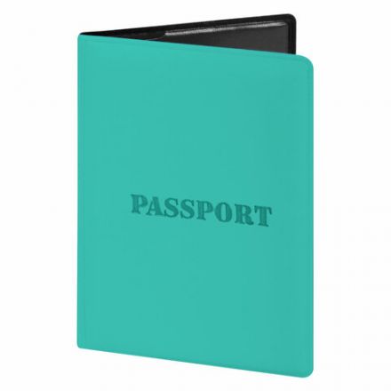 Обложка для паспорта, мягкий полиуретан, "PASSPORT", цвет "тиффани", STAFF, 238404 Обложка для паспорта, мягкий полиуретан, "PASSPORT", цвет "тиффани", STAFF, 238404