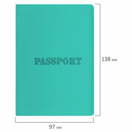 Обложка для паспорта, мягкий полиуретан, "PASSPORT", цвет "тиффани", STAFF, 238404 Обложка для паспорта, мягкий полиуретан, "PASSPORT", цвет "тиффани", STAFF, 238404