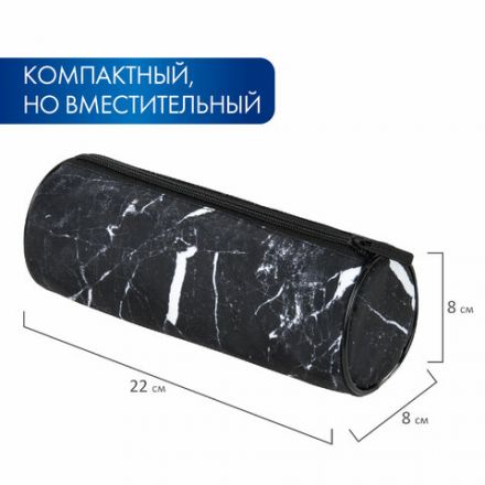 Пенал-тубус BRAUBERG, с эффектом Soft Touch, мягкий, "Black marble", 22х8 см, 271569 Пенал-тубус BRAUBERG, с эффектом Soft Touch, мягкий, "Black marble", 22х8 см, 271569