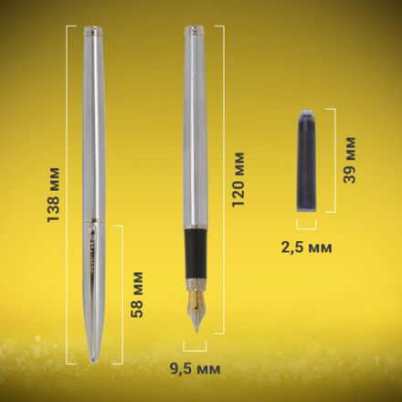 Ручка подарочная перьевая BRAUBERG "Ballet", СИНЯЯ, корпус серебистый с хромированными деталями, 143481