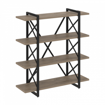 Loft Стеллаж на регулируемых опорах-4 полки VR.L-MST.O-4.8V Тиквуд тёмный/Чёрный металл 1200*400*1280