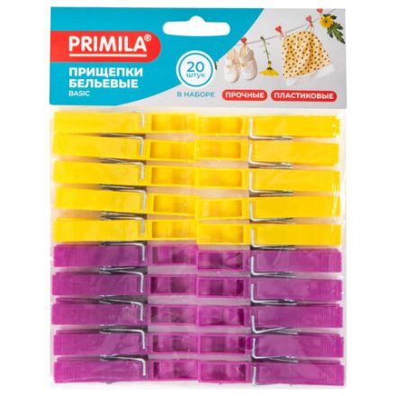 Прищепки бельевые 7 см, КОМПЛЕКТ 20 штук, пластик, ассорти, PRIMILA (ПРИМИЛА) BASIC, 700514 Прищепки бельевые 7 см, КОМПЛЕКТ 20 штук, пластик, ассорти, PRIMILA (ПРИМИЛА) BASIC, 700514