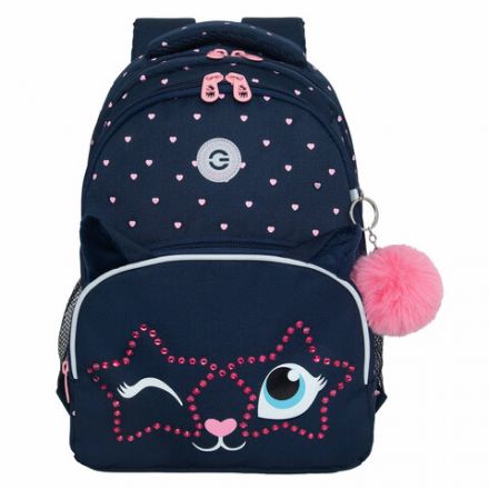 Рюкзак GRIZZLY школьный, анатомическая спинка, 2 отделения, для девочек, "WINK", 40х27х20 см, RG-460-6/4