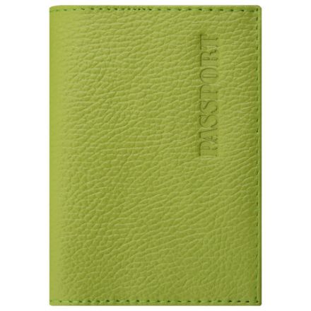 Обложка для паспорта натуральная кожа флоттер, "PASSPORT", салатовая, STAFF "Profit", 237204