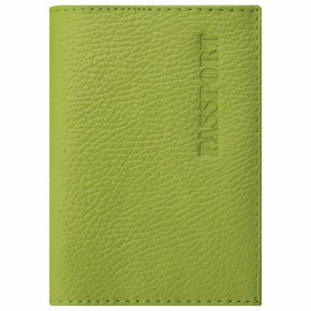 Обложка для паспорта натуральная кожа флоттер, "PASSPORT", салатовая, STAFF "Profit", 237204