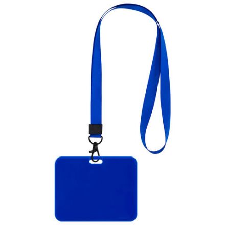 Бейдж горизонтальный (54х85 мм), лента 45 см с карабином, СЛАЙДЕР, синий, BRAUBERG EXTRA, 238833