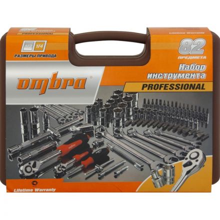 Набор инструмента 1/4, 1/2DR, 82 предмета Ombra OMT82S