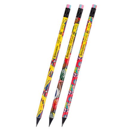 Карандаш чернографитный BRAUBERG "POP-ART", 1 шт., HB, с ластиком, корпус ассорти, 181754 Карандаш чернографитный BRAUBERG "POP-ART", 1 шт., HB, с ластиком, корпус ассорти, 181754