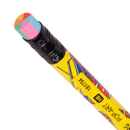 Карандаш чернографитный BRAUBERG "POP-ART", 1 шт., HB, с ластиком, корпус ассорти, 181754 Карандаш чернографитный BRAUBERG "POP-ART", 1 шт., HB, с ластиком, корпус ассорти, 181754