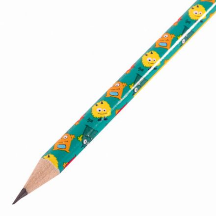 Карандаш чернографитный ЮНЛАНДИЯ "МОНСТРИКИ", 1 шт., HB, с ластиком, корпус ассорти, 181782